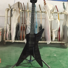 Custom Dime Electric Guitar Black H-H Pickup V Tremolo Bridge Rosewood Fretboard