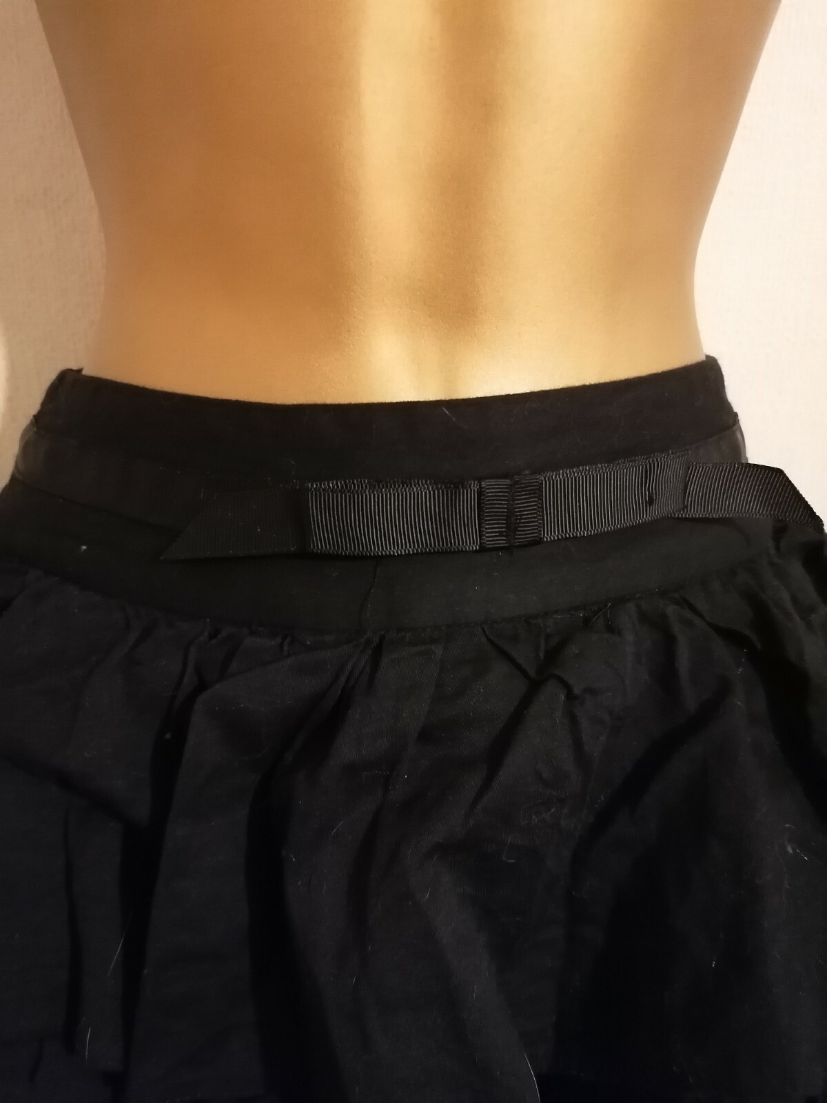 Black Bow Frill Ruffle Layered Mesh Netted Ra Ra Tiered Mini Skirt Size 6 8 10 image 3