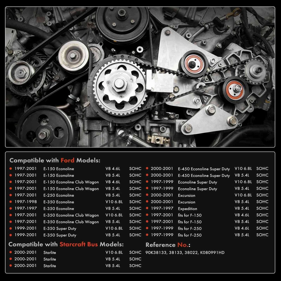 3x Serpentine Belt Drive Component Kit w/ Air Conditioning for Ford F-150 F-250 - Image 2 of 4