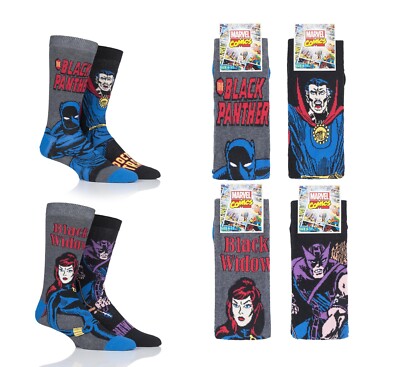 Herren Superhelden Socken - Marvel Hawkeye Black Widow Black Panther Doctor Strange