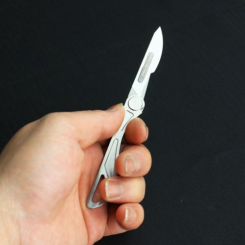 Titanium Knife Scalpel Blade Mini Pocket EDC Tools Survival Folding Keychain - Picture 7 of 16