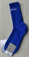 New with Tags Authentic Balenciaga Logo Tennis Socks Royal Blue Large