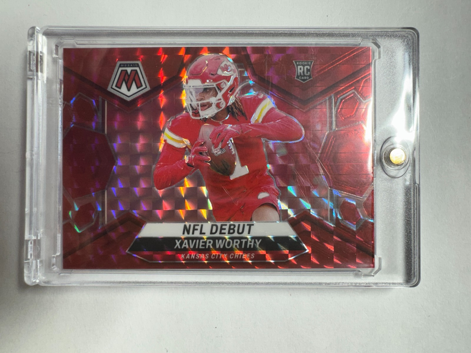 Xavier Worthy 2024 Panini Mosaic NFL Debut Red Mosaic Rookie RC KC Chiefs #285