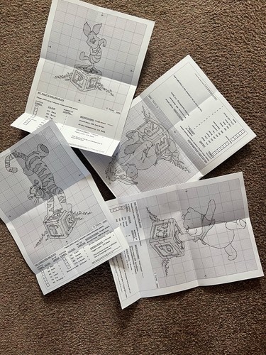 B40-43 Winnie the Pooh & Friends Spelling Block cross stitch PATTERNS (not Kits) - Picture 2 of 7