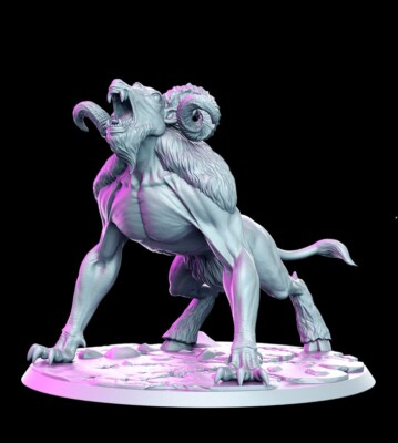 Dungeons and Dragons - HD Resin Print - 80mm Base - Large Beast - Dire Ram