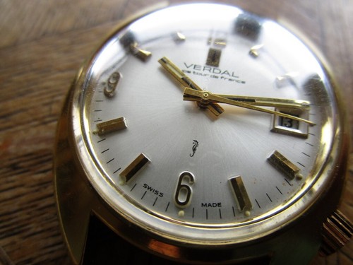 Vintage Used Gold plated VERDAL Tour De France Watch Cal. ETA 2763. For Parts. - Bild 18 von 24