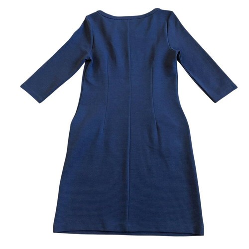 Boden Navy Sheath Dress 3/4 Sleeves Ribbed Fabric Stretch Pockets Size 6 Women's - Picture 6 of 11
