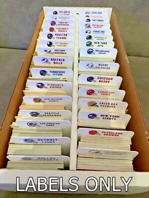 32 Customized NFL Helmet Team Labels For BCW Tall Card Dividers LABELS ONLY