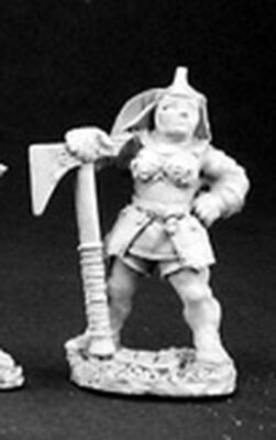 1x BATTLE NUN AXE - WARLORD REAPER Miniatur JDR RPG Axt Nonne weiblich 06062d