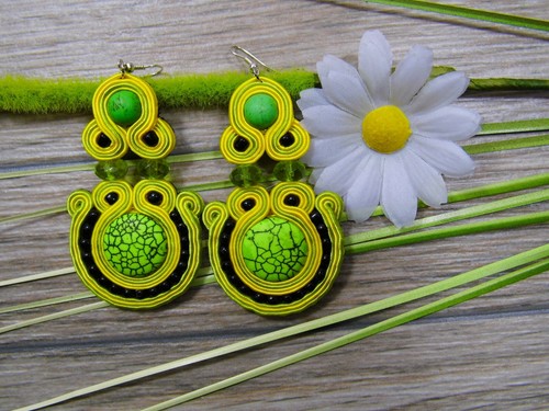 Ohrringe Technik soutache Kunsthandwerk - Bild 3 von 3