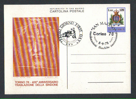 Annullo tematico 1978 - LOTTO/2437 - S.MARINO - OSTENSIONE SINDONE CARTOLINA POS - Picture 1 of 1