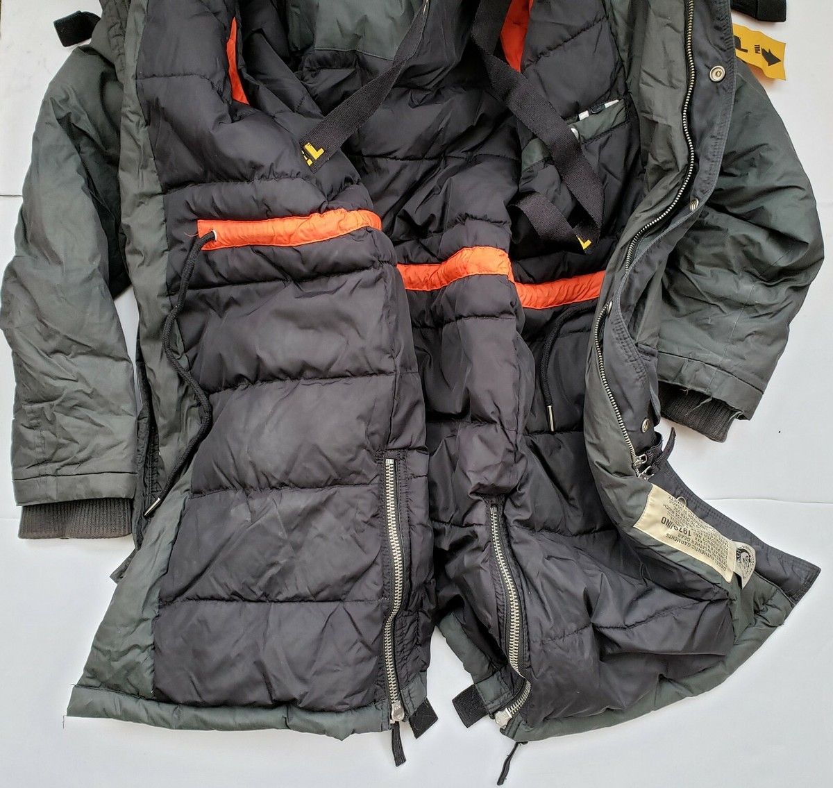 $695 Designer DIESEL Men Green Parka Fur Hooded Military Puff Long