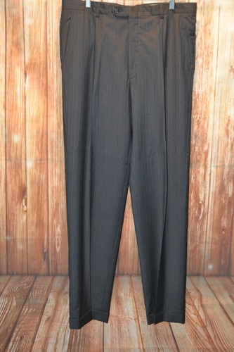 Hart Schaffner Marx Men Black Striped 2 Front Button Suit Sz 40L Wst 36x34 - Picture 16 of 22