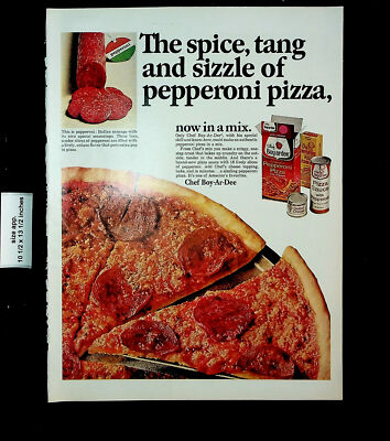 1965 Chef Boyardee Pepperoni Pizza Mix Sauce Vintage Print Ad 27370