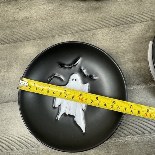 Pottery Barn Scary Squad Stoneware Appetizer Plates Mixed Set/4 Black Halloween - Picture 10 of 10