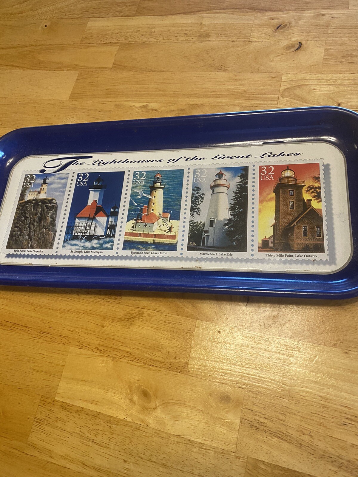 Michigan Postmarks LIGHTHOUSES OF THE GREAT LAKES STAMPS METAL TRAY ART POSTMARK ORIGINALS ...