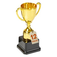 Fun Gold Plastic Trophies - 12 Pack - 7 Inch - Award Trophy Cup Set for Kids