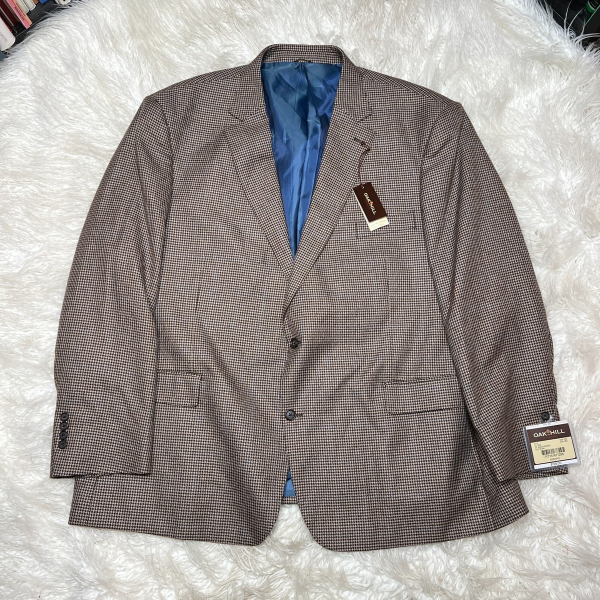 OAK HILL BLAZER BROWN HOUNDSTOOTH BLAZER SPORTS COAT 3XL, 3XLT