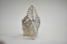 Long Filigree ring leaf band sterling silver women girls Size 6.50