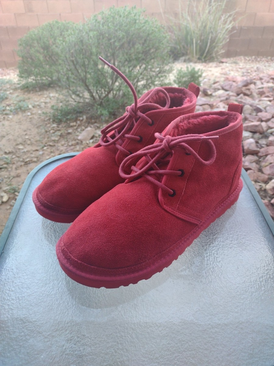 Ugg Neumel Ribbon Red Suede Sheepskin Chukka Ankle Men