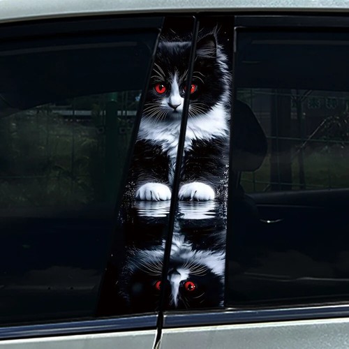2x Cool Lovely Cat Car Center Pillar Sticker B Pillar Protective Film Decoration - Bild 20 von 27