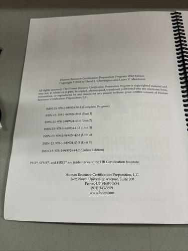 HRCP Exam Prep For PHR SPHR 2023 Very Good , Unit 4 - 第 5/5 張圖片