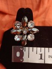 Gunmetal Grey Gray Mirror Black Clear Rhinestone Gem Jewel Bead Cocktail Ring — photo 5