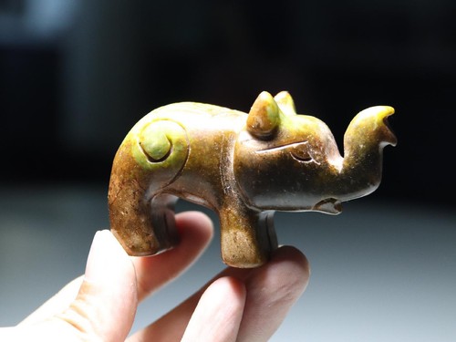 China Folk Dynasty Ancient Old Jade Stone Elephant God Statue Amulet Pendant B70 - Picture 2 of 11