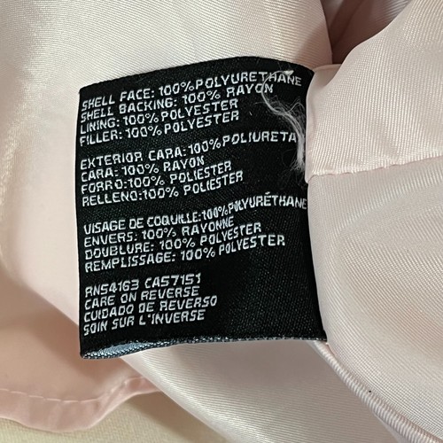 Chaqueta de motociclista Guess para mujer pequeña rosa pálido malla de poliuretano forrada con cremallera - Imagen 15 de 17