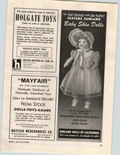 1950 PAPER AD Sunland Dolls Of California Baby Skin Dolls