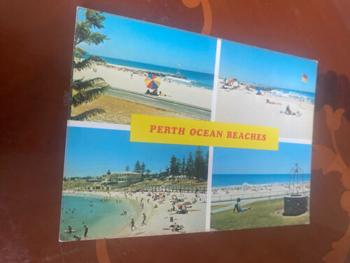 Perth offene Strände Westaustralien.  Vintage Farbe Multiview Postkarte - Bild 1 von 4