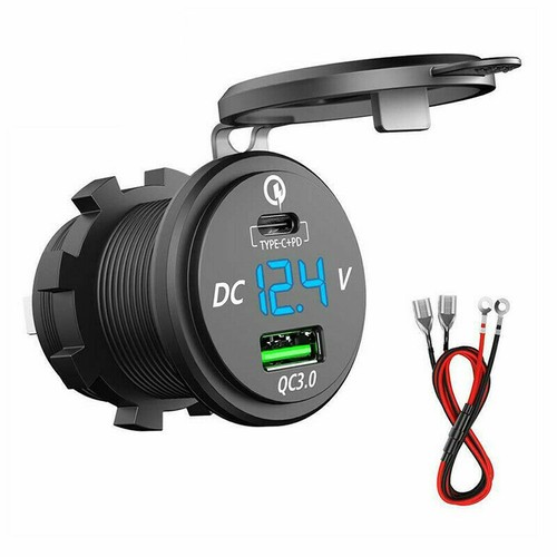 12-24V Type C PD QC 3.0 USB Car Charger LED Voltmeter Power Adapter For Phone TU - Picture 9 of 13
