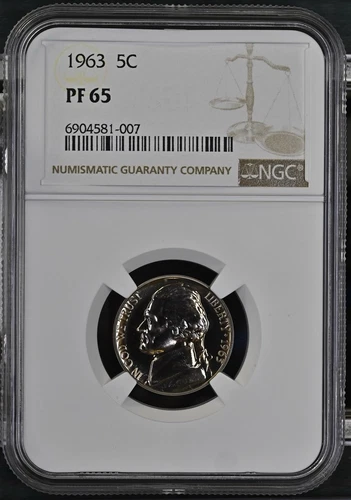 1963 Proof Jefferson Nickel 5C - NGC PF 65