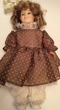 Vintage 12" Ideal Toy Corp Doll 1980's Brown Polka Dot Dress