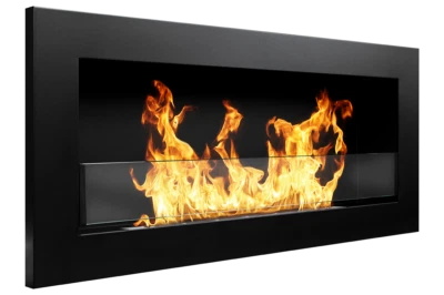 Camino bioetanolo biocamino da incasso nero opaco 900x400 mm con vetro SLIM