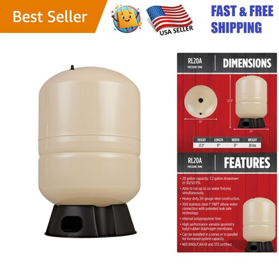 #ad NSF Certified 20 Gallon Vertical Pressure Tank with Stainless Steel Connection $376.17