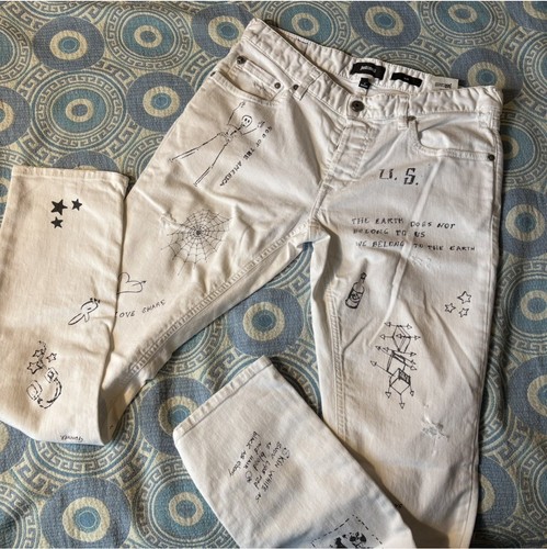Just Cavalli White Graffiti Jeans Size 32 - Picture 11 of 12
