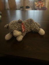 TY Beanie Baby - Purr - the Gray Spotted Cat - Retired - With Tags