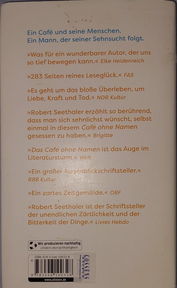 Das Café ohne Namen Robert Seethaler Buch 288 S. Deutsch 2023 Claassen Verlag - Bild 2 von 2