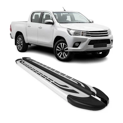 Marchepieds Latéraux pédale pour Toyota Hilux Double Cab 2015-2026 Alu Gris 2Pcs - Photo 1/4
