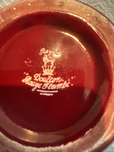 Rare Vintage Royal Doulton Flambé Red Vase Sterling Silver Overlay Porcelain 3” - Bild 8 von 15