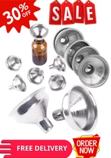 6-Pack Mini Stainless Steel Funnels Small Metal Perfume Oil Flask Bottle Funnel