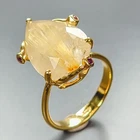 Antique 18 ct Natural Rutilated Quartz Ring 925 Sterling Silver Size 8 /R466387