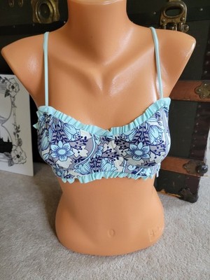 Women's Swim Bikini Top Wet Div of Beach Rays Sz Sm Floral Blue Underwire