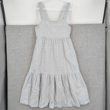 Madewell Dress Womens 14 Blue Patchwork Cotton Square Neck Tiered Midi Cottage
