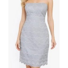J. Crew Eyelet Scalloped Strapless Lined Dress Sz. 0 Summer