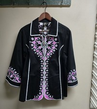Bob Mackie Wearable Art Black/ Pink Women's Zip Jacket 3/4 Sleeves Size XL NWOT