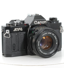 DDP US Canon AV-1 35mm SLR New FD 50mm f/1.8 Lens Set Tested Working JAPAN