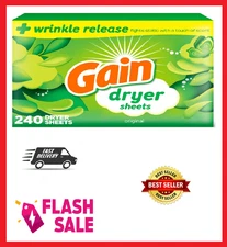 Gain Dryer Sheets, Original Scent Laundry Fabric Softener Sheets 240 Count Fast