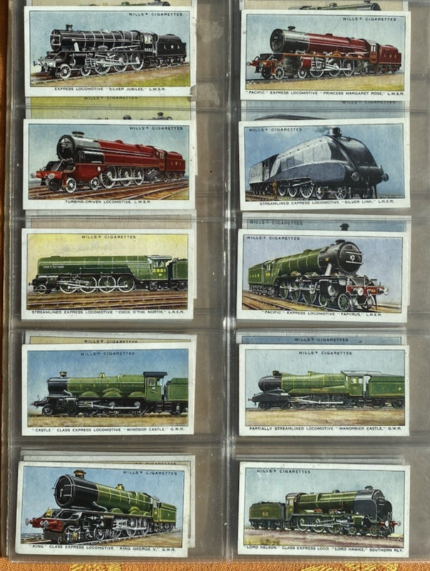WD & HO WILLS CIGARETTES RAILWAY ENGINES TOBACCO CARDS, 49 OF 50 CARD SET